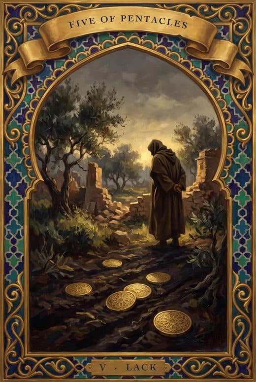 خمسة الدنانير, FIVE OF PENTACLES
