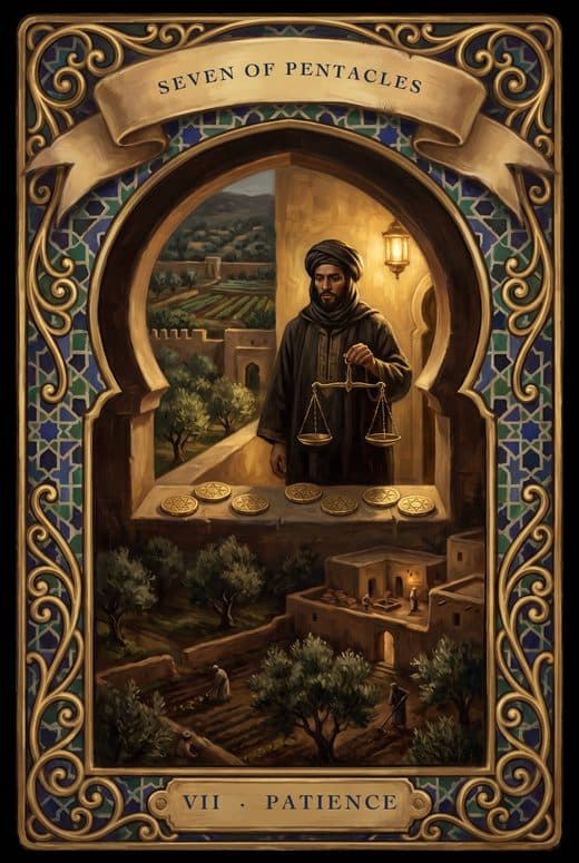 سبعة الدنانير, SEVEN OF PENTACLES