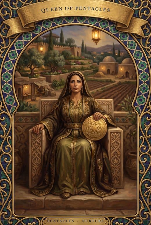 ملكة الدنانير, QUEEN OF PENTACLES